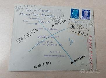 Raccomandata 1935 VALENZA per ROMA - Rispedita "AL