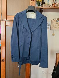 Tailleur blu gessato