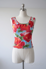 Top canotta Denny Rose floreale con papaveri