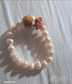 Bracciali, set collana e bracciale, in perle/onice