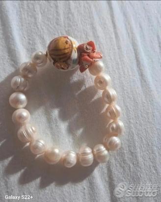 Bracciali, set collana e bracciale, in perle/onice