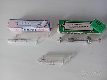 SET SANITARIO VINTAGE 3 SIRINGHE IN VETRO