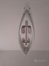 lampadario in vetro bianco e grigio 