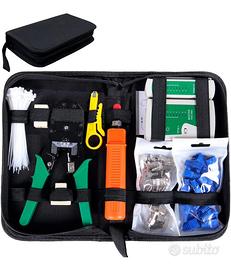 Kit di rete creazione cavi LAN con pinza e tester