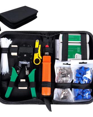 Kit di rete creazione cavi LAN con pinza e tester