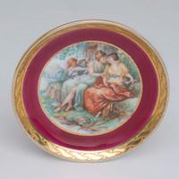 PIATTINO ANTICO PORCELLANA COPPIA SAFFICA LESBICA