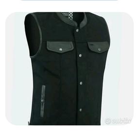 Gilet Biker in Jeans e Pelle