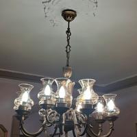 lampadario ottone vetro