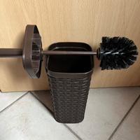 Scopino WC con porta scopino effetto rattan