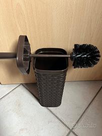 Scopino WC con porta scopino effetto rattan