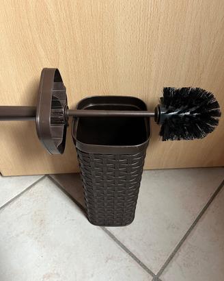 Scopino WC con porta scopino effetto rattan