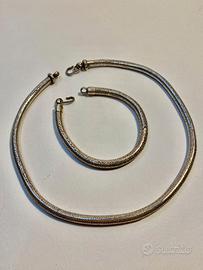 Parure collana bracciale snake vintage in argento