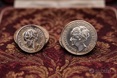 Esclusivi gemelli monete argento inizio 1900