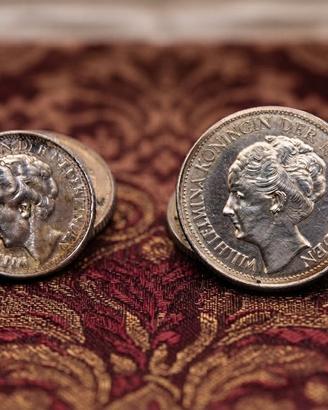 Esclusivi gemelli monete argento inizio 1900