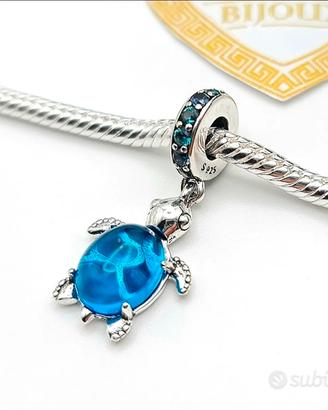 Charm tartaruga blu s925 argento (modello Pandora)
