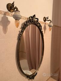 Specchio e applique vintage metallo artigianale