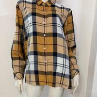 BARBOUR Camicia senape nera quadri tartan