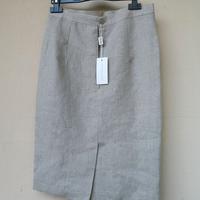 Gonna a tubino 100% Puro Lino Beige