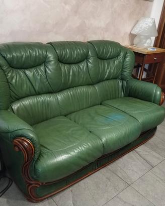 Salotto in pelle verde