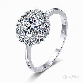 Anello a Fiore  con diamante Moissanite  1 ct
