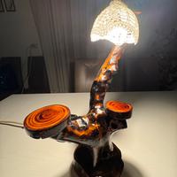 Lampada in legno di ulivo salentino