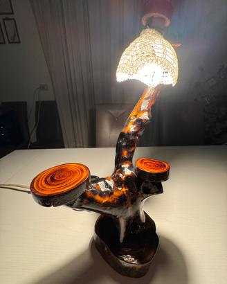 Lampada in legno di ulivo salentino