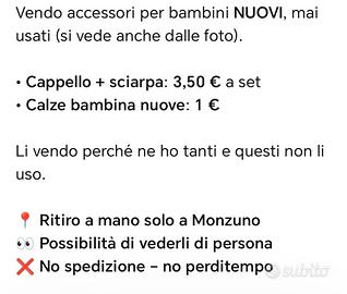 cappellino+ sciarpe da bambini Nuovi+ calze