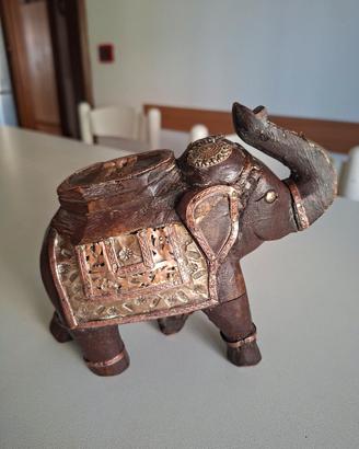 elefante in legno, rame e ottone 