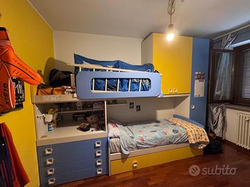 Cameretta lineare completa letto scrivania armadio
