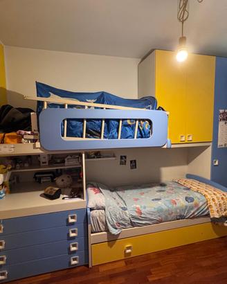 Cameretta lineare completa letto scrivania armadio