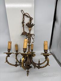 Lampadario ottone antico