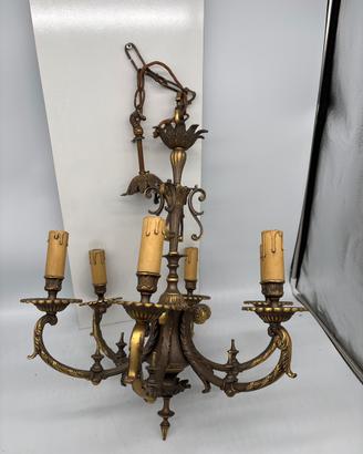 Lampadario ottone antico