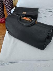 borsa vintage in pelle nera anni 60/70