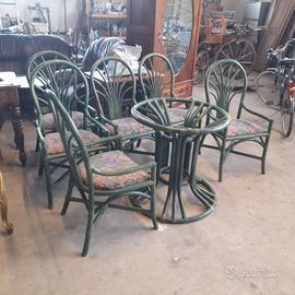 tavolo con 6 sedie rattan