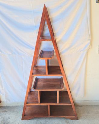 Antico Scaffale Piramide in Legno Massello