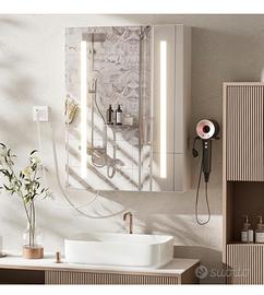 Mobiletto bagno con specchio e comtenitore