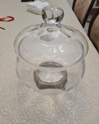 scatola vetro e base argento 