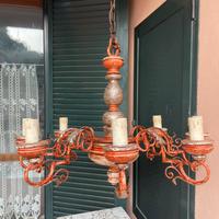 Lampadario 8 luci  anni 80 stile rustico