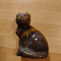 Scultura gatto in occhio di tigre