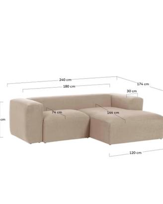 Kave Home Blok Divano Beige con Chaise Longue