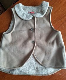 Gilet scamosciato beige intero sherpa bianca nuovo