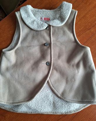 Gilet scamosciato beige intero sherpa bianca nuovo
