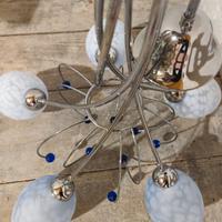 Lampadario vetro metallo blu