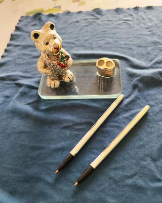 Elegante Portapenne Orsetto in Argento Bilanciati 