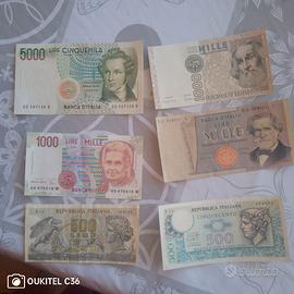 Banconote 500 lire 1000 lire 5000 lire