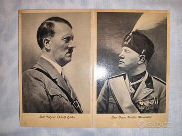 cartolina doppia Hitler MUSSOLINI 1937 affrancata 