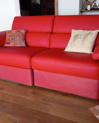 Divano Samoa Touch in vera pelle rossa