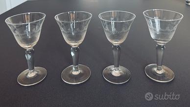 4 bicchierini antichi da cherry in cristallo