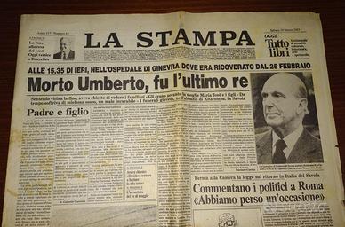 GIORNALE ORIGINALE 1983: MORTE RE UMBERTO SAVOIA