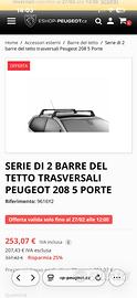 Barre portatutto originali peugeot 208 5 porte